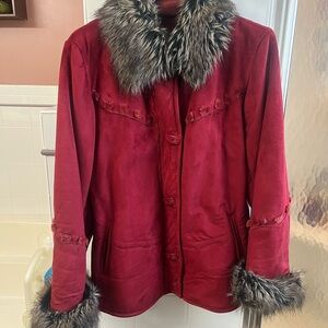 Vintage Regent Park Red Fur Trim Jacket